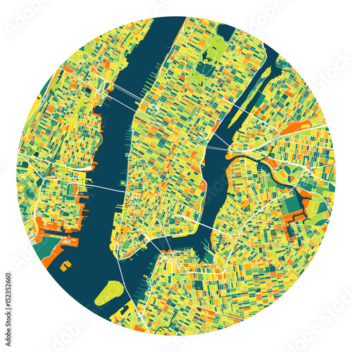 New York City Manhattan Colorful Map