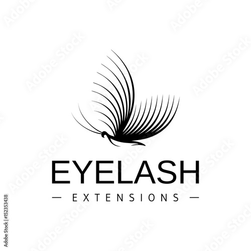 Eyelash extension logo. Vector black and white illustration in a modern style