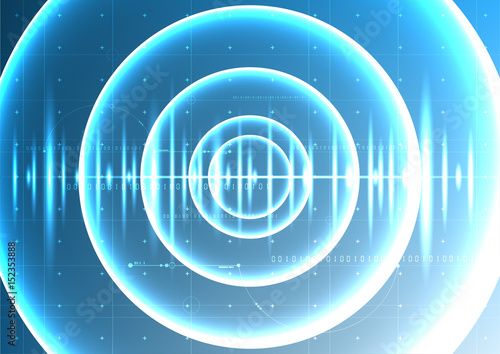 Technological abstract digital blight wave signal blueprint interface background vector