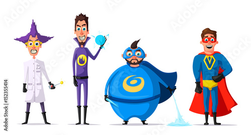 Set of superhero. Cartoon vector illustration