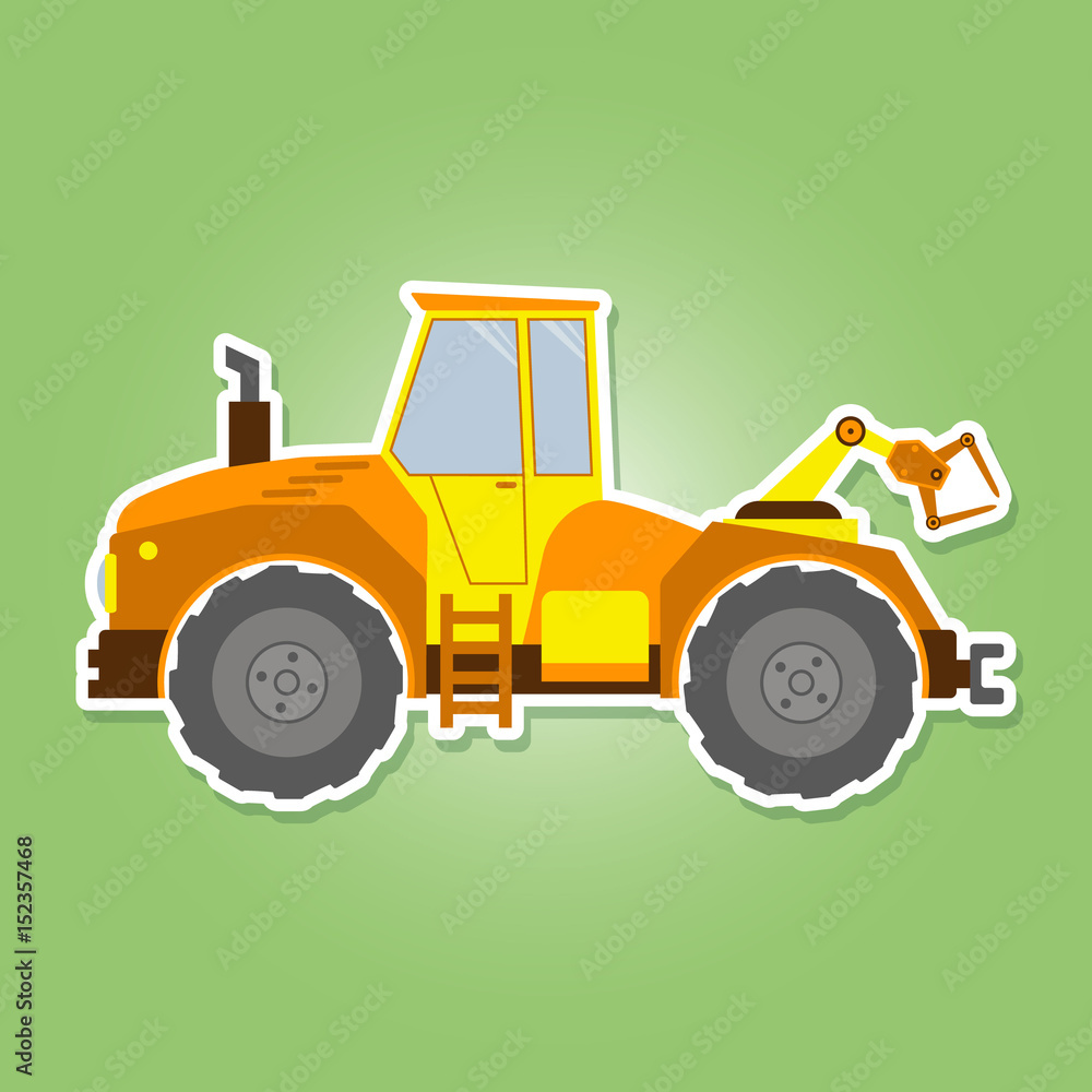 icon with farm tractor for your design