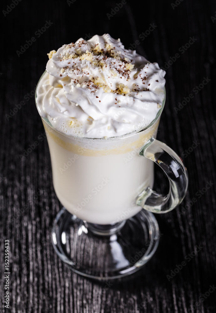 White hot chocolate with whipped cream White hot chocolate with whipped cream