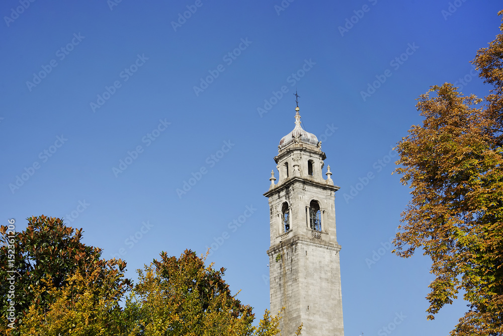 Fototapeta premium Old stone tower church, city of Verbania, Lago Maggiore, Italy, Europe.