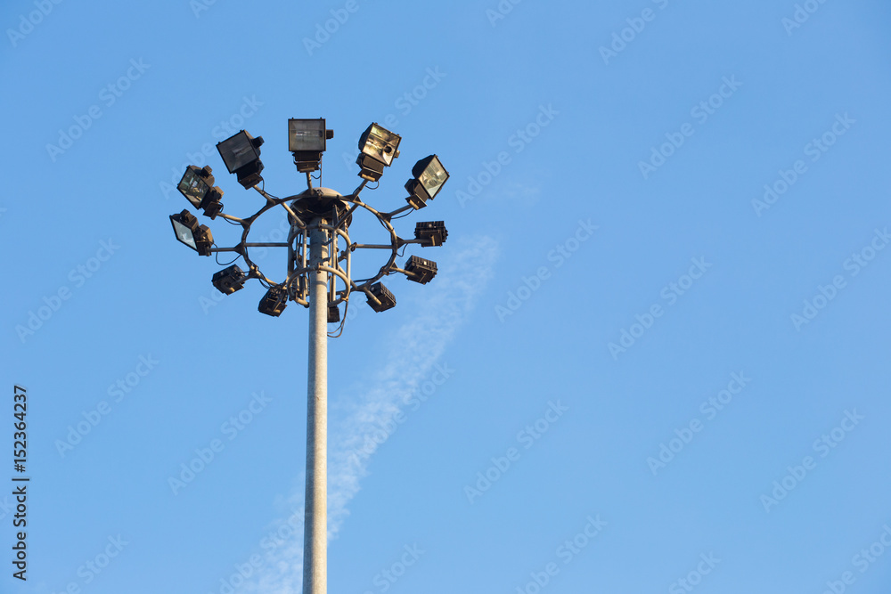 street lamp post in blue sky background