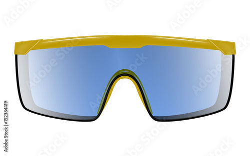 Plastic safety goggles isolated on white