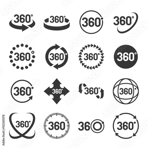 360 Degree Icons Set. Vector