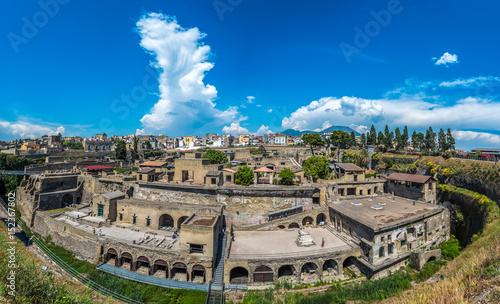 Panoramic view of Herculaneum ancient roman ruins photo