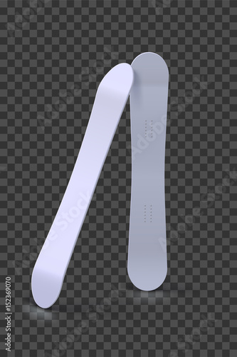 Classic clean white snowboard for your design. Template snowboard for presentations image on a transparent background. Stock vector
