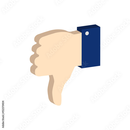 Thumb down symbol. Flat Isometric Icon or Logo. 3D Style Pictogram for Web Design, UI, Mobile App, Infographic.