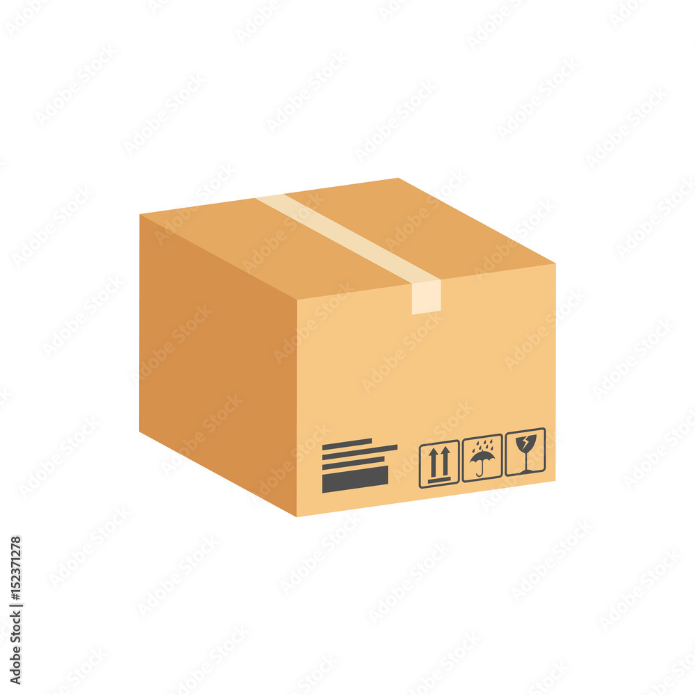 Cardboard Box, Parcel symbol. Flat Isometric Icon or Logo. 3D Style  Pictogram for Web Design, UI, Mobile App, Infographic. Stock Vector | Adobe  Stock