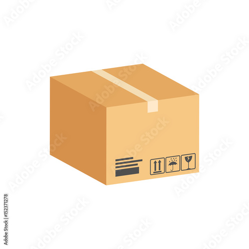 Cardboard Box, Parcel symbol. Flat Isometric Icon or Logo. 3D Style Pictogram for Web Design, UI, Mobile App, Infographic.