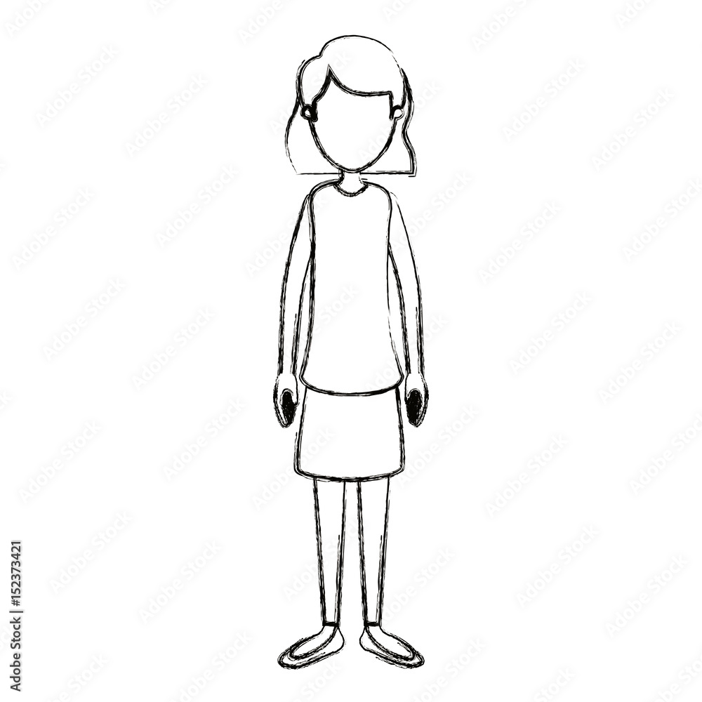 blurred silhouette cartoon full body faceless woman with short hair vector illustration blurred silhouette cartoon full body faceless woman with short hair vector illustration