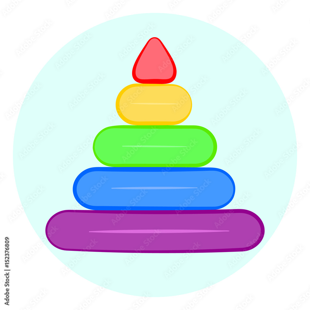 Rainbow stacking rings icon, children pyramid toy icon Rainbow stacking rings icon, children pyramid toy icon
