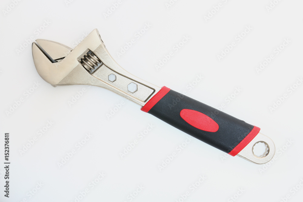 Obraz premium Adjustable Wrench, scroll jaws isolated on white background