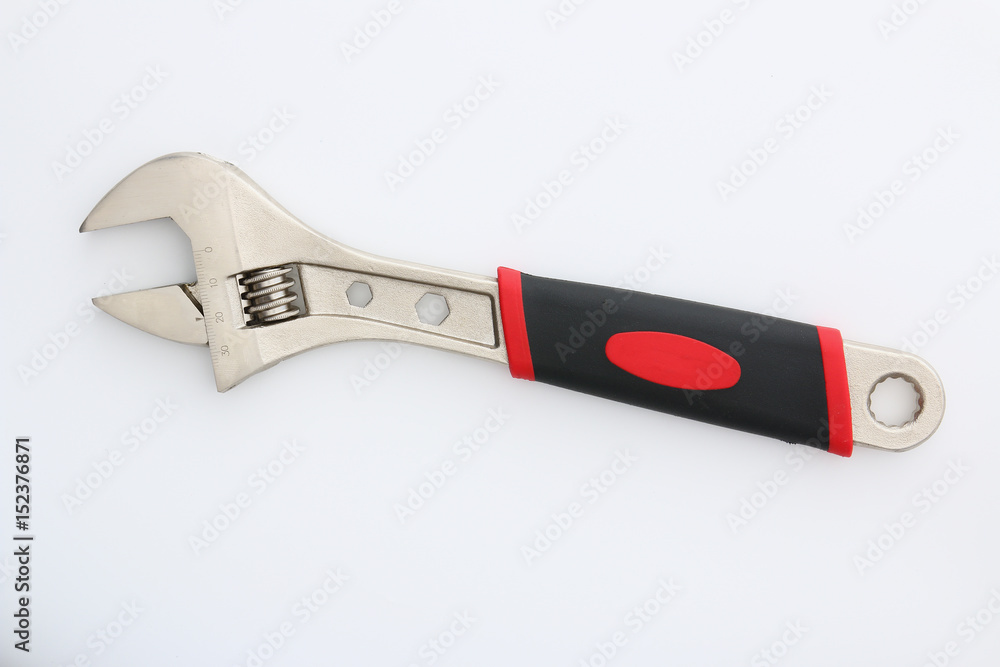 Adjustable Wrench, scroll jaws isolated on white background Adjustable Wrench, scroll jaws isolated on white background