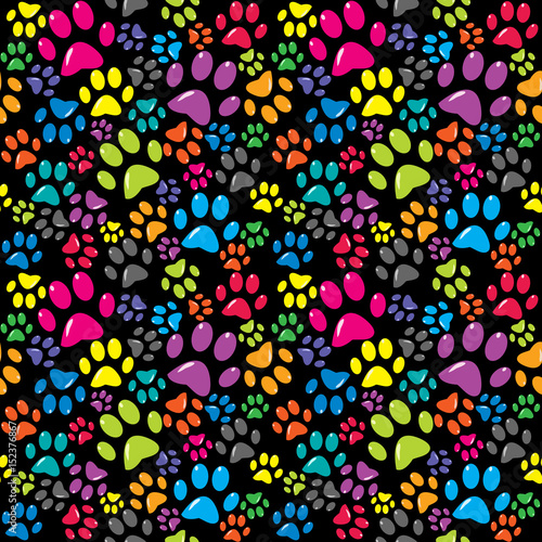 Colorful background with paws