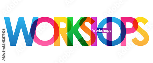 WORKSHOPS Colourful Vector Letters Icon