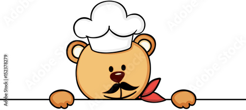 Teddy bear chef cook peeking
