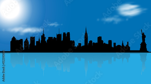 Vector illustration of New York on blue background.