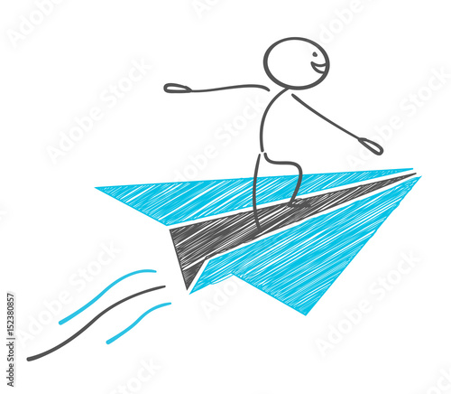 Stickman surfing paper airplane