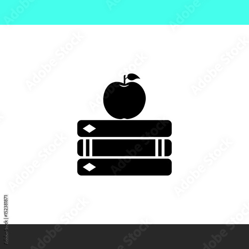 Books with apple vector  icon.