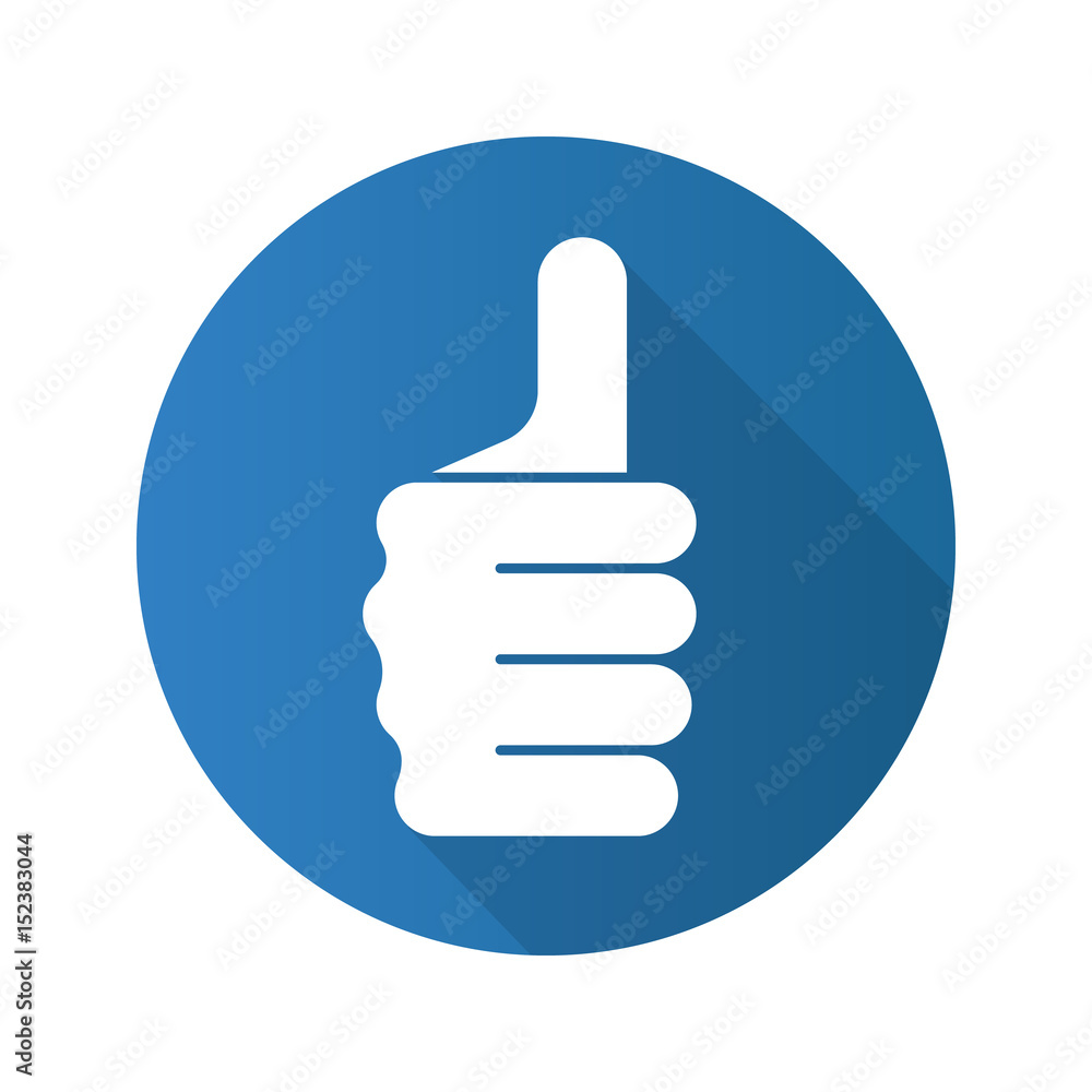 Thumbs up hand gesture. Flat design long shadow icon Thumbs up hand gesture. Flat design long shadow icon