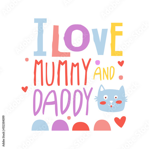 I love mummy and daddy cartoon colorful