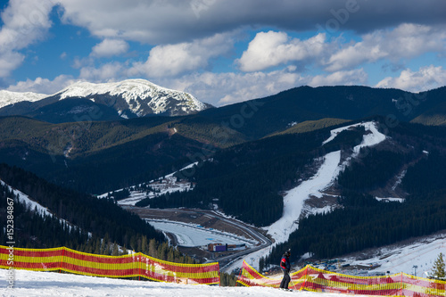Stunning mountain view in a ski-resort