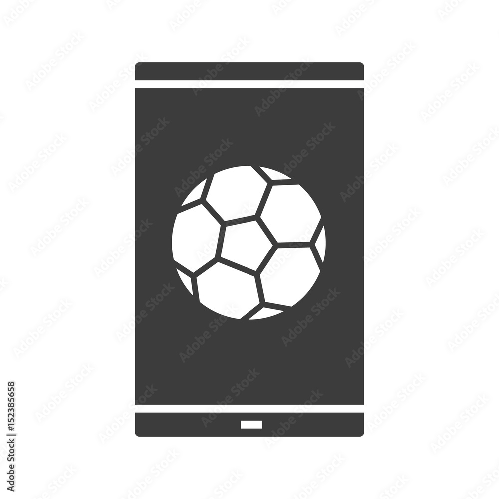 Smartphone soccer game glyph icon Smartphone soccer game glyph icon