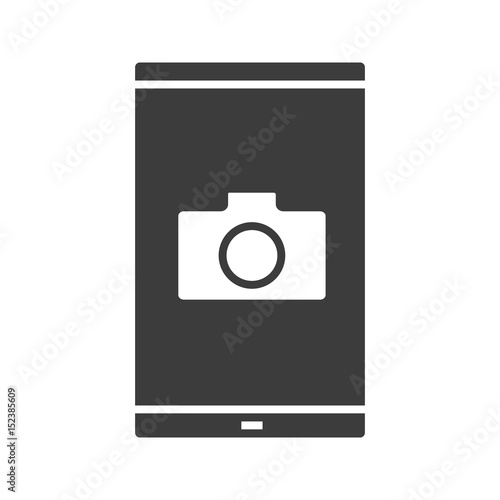 Smartphone with photocamera glyph icon