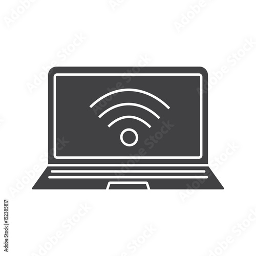 Laptop wifi connection glyph icon