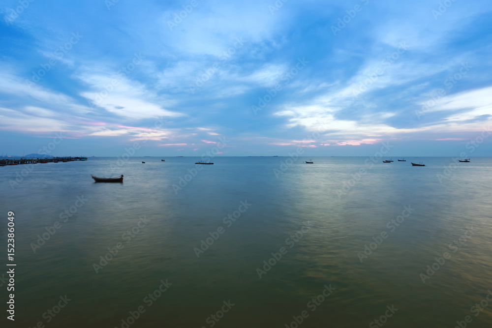 twilight sky and sea in Tropical coast in thailand.