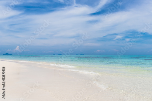 tropical beach with white cloud and sky in Thailand,beautiful seascape © saknakorn
