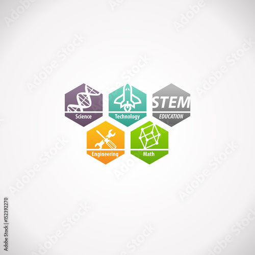 STEM Education Concept Logo. Science Technology Engineering Mathematics.