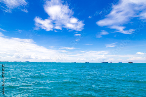 The summer travel sea, at sea beach Koh Samet Island Rayong park on white sand blue sky emerald green ocean water. space for texture