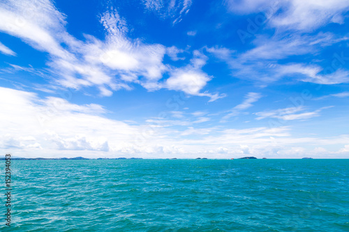 The summer travel sea, at sea beach Koh Samet Island Rayong park on white sand blue sky emerald green ocean water. space for texture