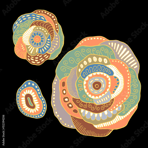 stock vector abstract hand draw  big isolated flower. oriental or arabic, russia art background. template for card. banner