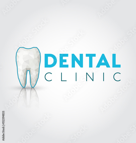 Logo for dental clinic with polygonal tooth with shadow. Vector illustration.