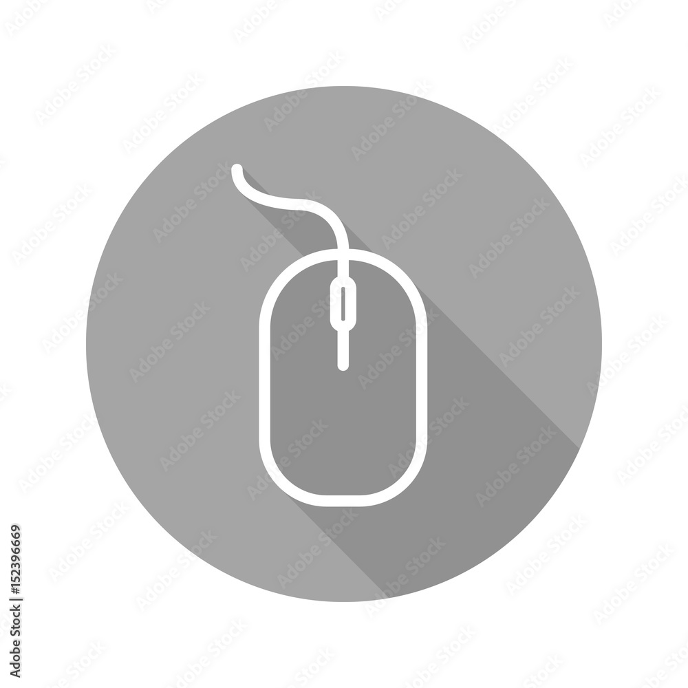 Computer mouse flat linear long shadow icon Computer mouse flat linear long shadow icon