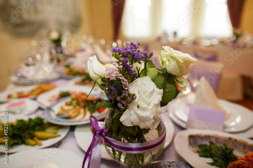 Fresh flowers on wedding table