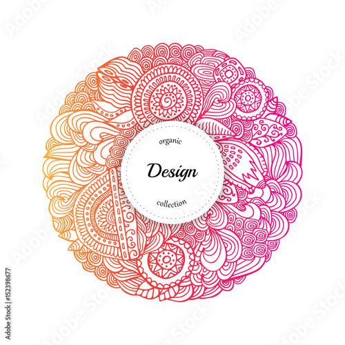 stock vector circle frame. doodle cute flowers. wreath illustration