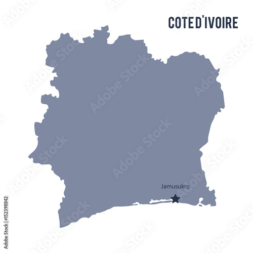 Vector map of Cote D'ivoire isolated on white background.