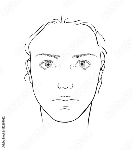 Woman's face vector drawing isolated on white background