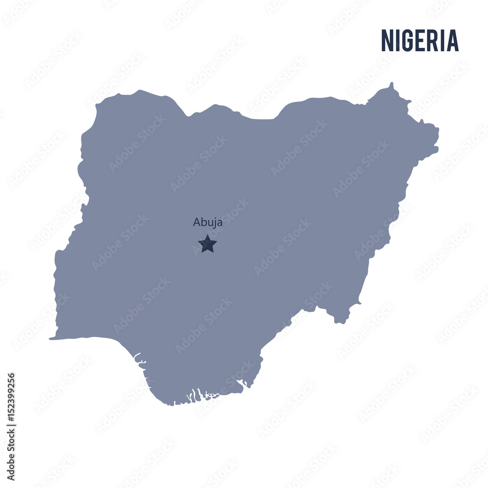 Vector map of Nigeria isolated on white background.