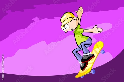 Young boy on skateboard