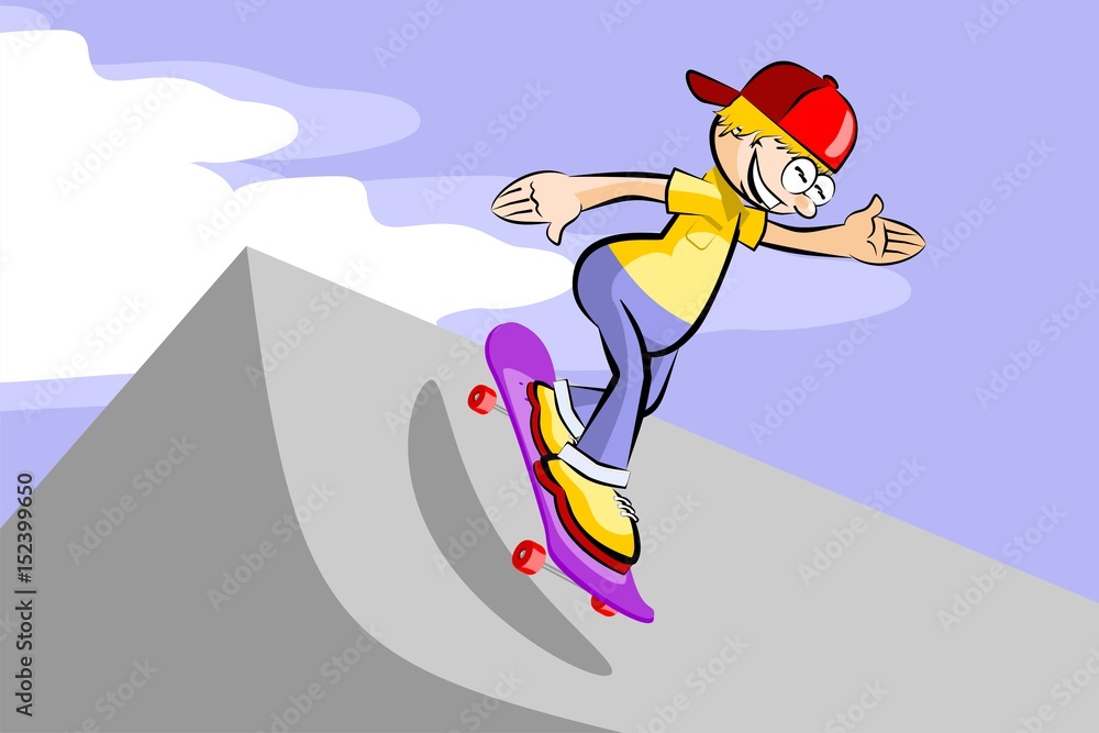 Teen Boy enjoying his skateboard