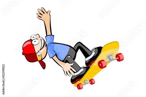 A young teenager isolated on a skateboard