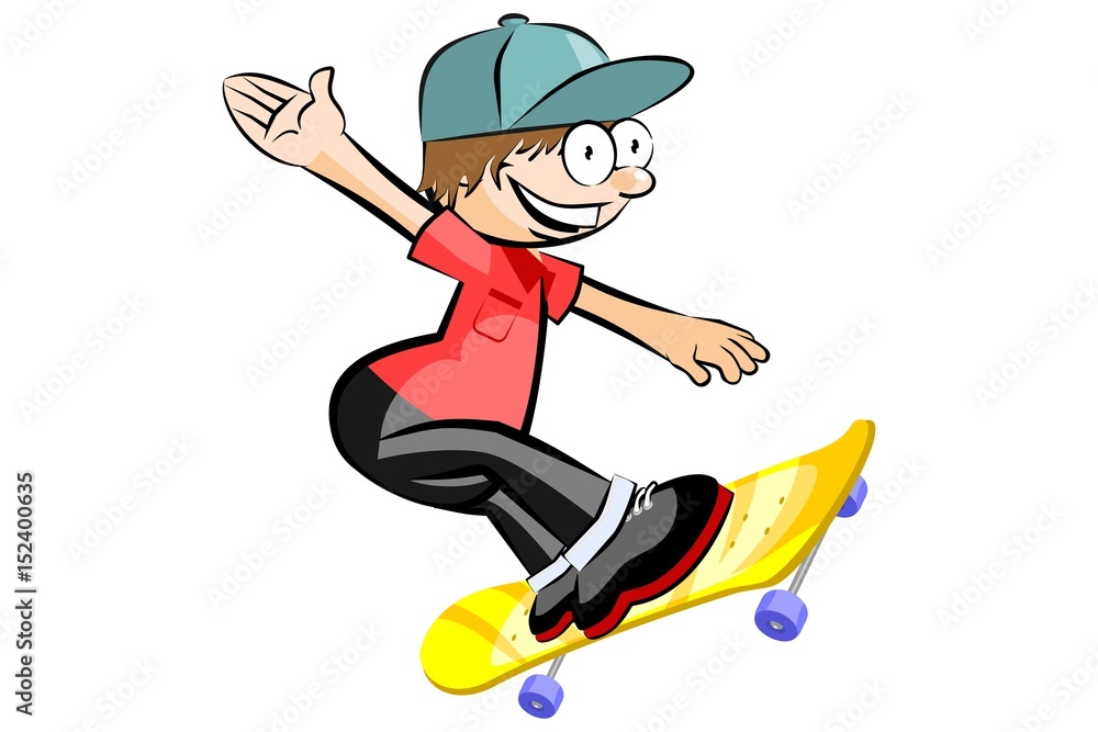 Skateboarder isolated doing a jumping