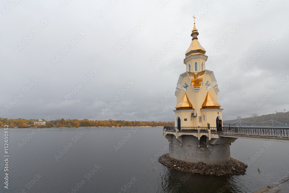 Church of St. Nicholas in the waters of the Dnieper. Kiev, Ukraine