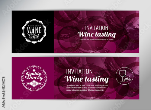 Banner template, flyer or gift certificate for wine event or promotion. Vector design.
